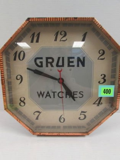 Antique Gruen Watches 15" Advertising Wall Clock