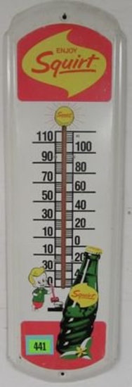 Vintage 1960's Squirt Soda Metal Advertising Thermometer 27"