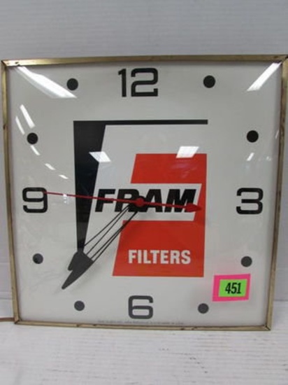 Vintage Fram Oil Advertising Pam Clock 15 X 15"
