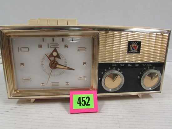 1950's Bulova Electric Clock & Radio Working Excellent