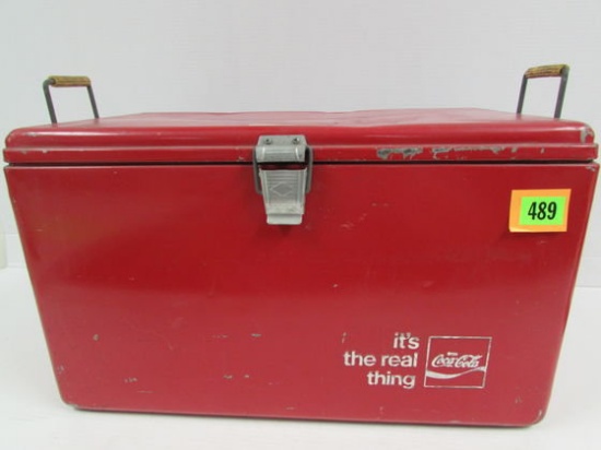 Vintage Coca Cola Metal Ice Chest Cooler " It's The Real Thing"