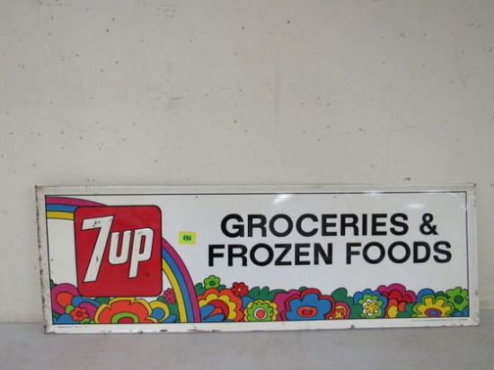1971 Dated 7-up Embossed Metal Peter Max Style Sign 18 X 54"