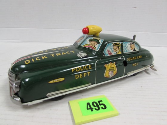 Antique Marx 11" Tin Key Wind Dick Tracy Squad Car Minty