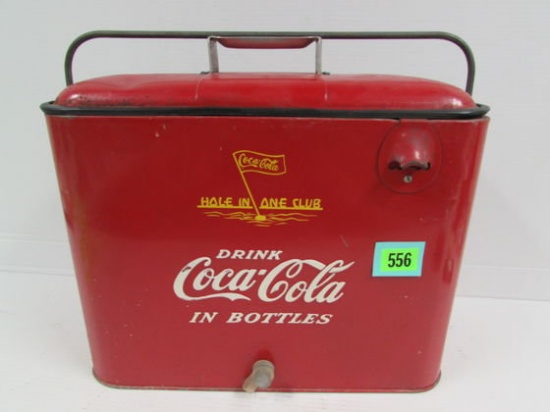 Antique Coca Cola Ice Chest Cooler " Hole In One Club"