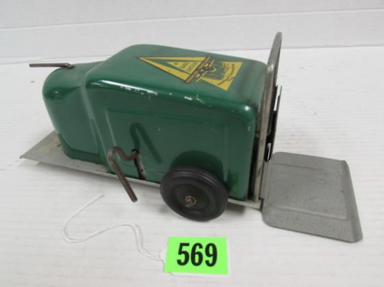 1950's Nylint Toys 11" Pressed Steel Wind-up Lift Truck