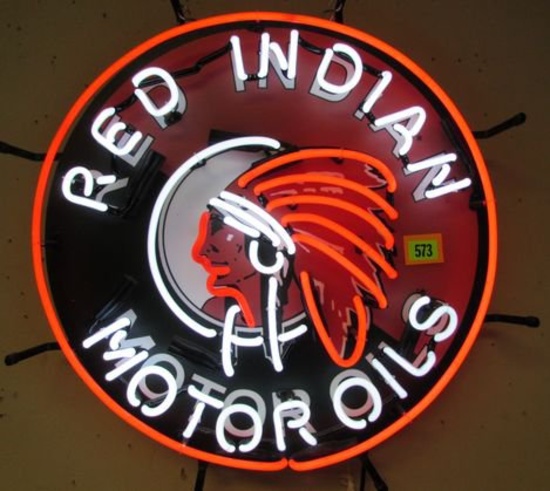 Nice Contemporary Red Indian Motor Oils Neon Sign 24"