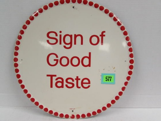 Dated 1957 Coca-cola 17.5" Sign Of Good Taste" Metal Sign