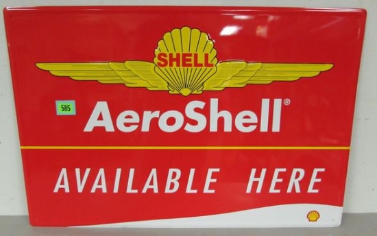 Vintage Ca. 1970's Shell Aeroshell Motor Oil Embossed Metal Sign Nos