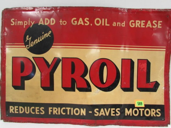 Antique Pyroil Motor Oil Additive Tin Sign 24 X 36"