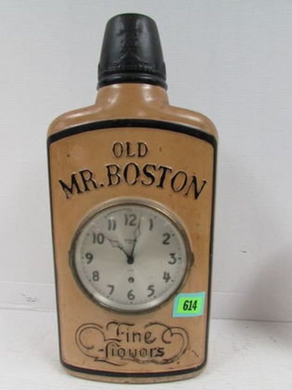 Excellent Antique Old Mr. Boston Metal Advertsing Clock 21" Tall