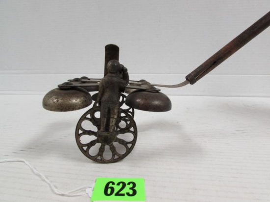 Rare Antique Cast Iron Push Toy Alexander Graham Bell Telephone Theme