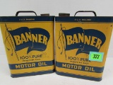 (2) Antique Banner Motor Oil 2 Gallon Cans