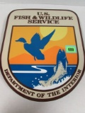 Ca. 1950's U.S. Fish And Wildlife Porcelain Building Sign 15.5 X 18.5