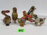 Lot (5) Antique Tin Wind-up Toys