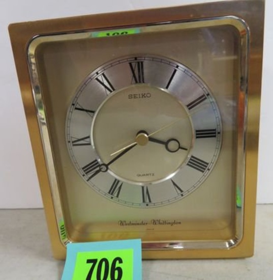 Vintage Seiko Westminster Whittington Mantle Clock, 34 yr Service Award Newco Fibre Co.