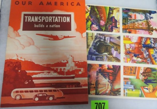 WWII Coca-Cola "Our America Transportation" w/ Uncut Sheet of 20 Cards