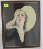 Beautiful 1920s Wilson Hammell Art Deco Flapper Lady Print