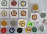 Rare Collection of Original 1920s Prohibition Era Speakeasy Poker Chips