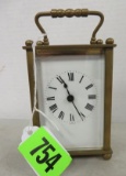 Antique French Brass Key Wind Carriage Clock