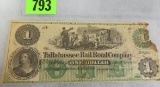 Rare! 1860s Tallahassee Railroad Company Note