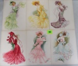 Lot of (6) Antique 1907 New York Showgirl Litho Prints,