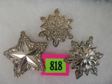 Lot of (3) 1970s-80s Gorham Sterling Silver Christmas Ornaments