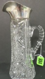 Beautiful American Brilliant Cut Glass Pitcher with Sterling Silver Top