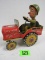 Antique Unique Art Tin Wind-up Gi Joe And His Jouncing Jeep Toy