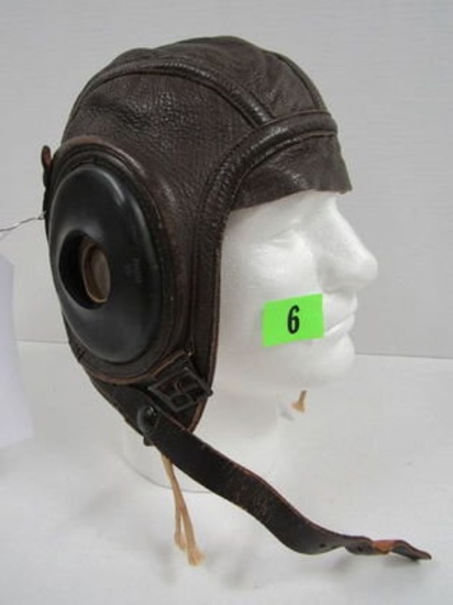 Original Wwii Us Navy Marked Leather Pilots Helmet