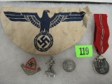 Original Wwii Nazi German Patch, Medal, Tinnies, Insignia Lot