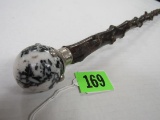 Antique Blackthorn Walking Stick W/ Marble Handle