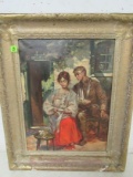 Wwi Era Original Oil On Canvas Us Soldier Getting Medical Care