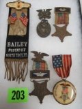 Collection Of (5) 1900's Civil War G.A.R. Badges, Medals, Etc.