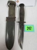 Wwii Us Navy Mk1 Fighting/ Diving Knife Camillus, Grey Mk1 Scabbard