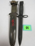 Vintage Us Military M-16 Bayonet & Scabbard
