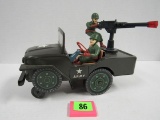 Vintage 1950's/60's Japan Tin Battery Op Us Army Jeep 11