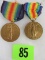 Lot of (2) Named Wwi British Victory Medals