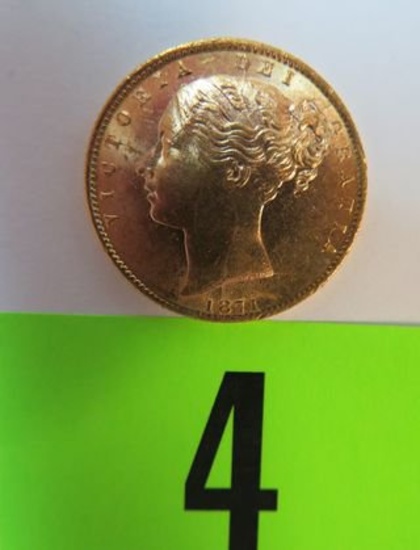 1871 British Gold Sovereign Coin