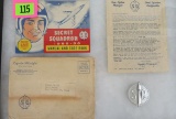 1955/56 Capt. Midnight Secret Squadron Manual, Decoder Pin, Letter & Mailing Envelope