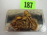 1950s Nickel Silver Harley Type Motorcycle Belt Buckle