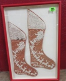 Framed Pair of 1930s-40s Christmas Stockings