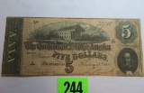 1864 $5.00 Confederate Note