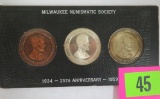 1959 Milwaukee Numismatic Society Abraham Lincoln Sesquincentennial Medals