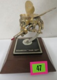 Rare Metal Sculpture on Wooden Base of the SEABEE 