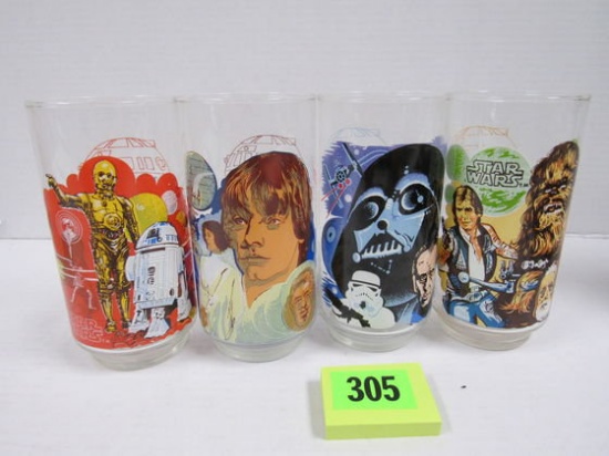 Complete Set (4) Original 1977 Burger King Star Wars Glasses