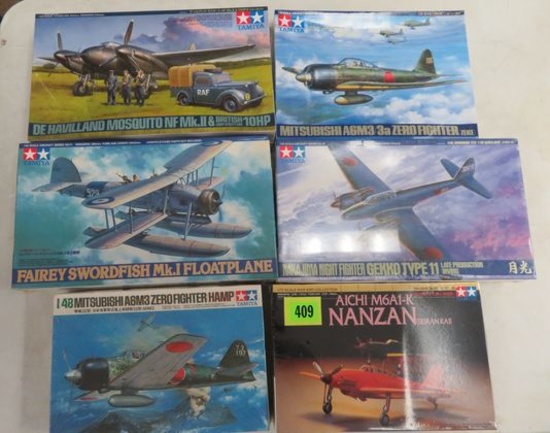 Lot of (6) Tamiya (1:48) Military Airplane Model Kits, Sealed