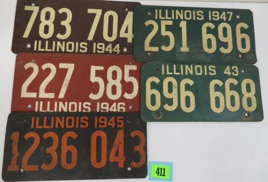 Group of (5) WWII Era Fiber Board License Plates