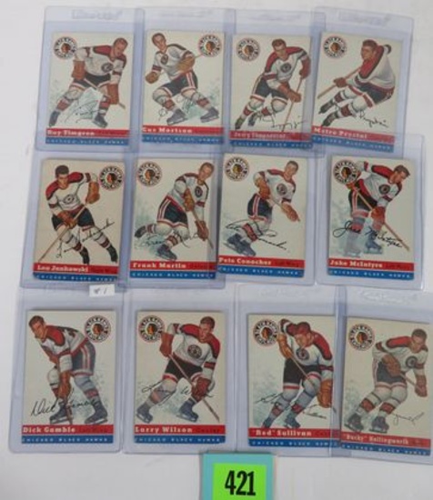 Lot of (12) 1954/55 Topps Chicago Black Hawks Hockey Cards