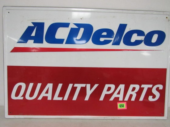 Vintage Ac Delco Embossed Metal Quality Parts Sign 24x36" (1970's/80's)