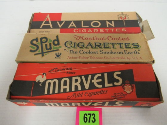 (3) 1940's/50's Cigarette Cartons Marvels, Spud, Avalon